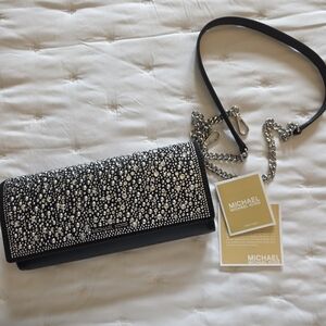 Michael Kors Black and Silver Studded Clutch